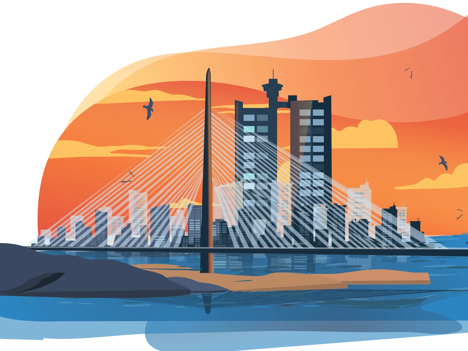 Ada Bridge Belgrade illustration
