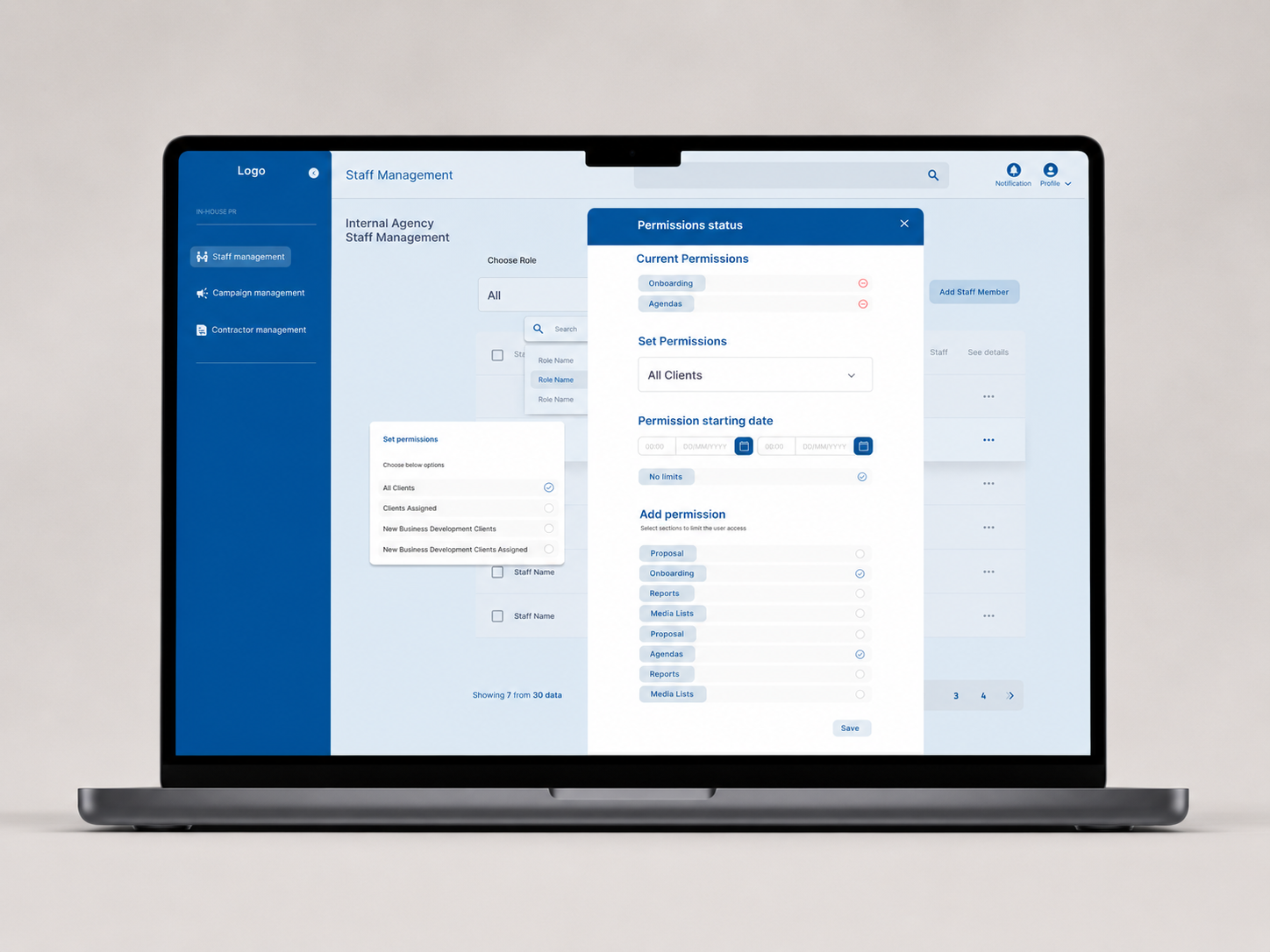 Enterprise CRM platform dashboard