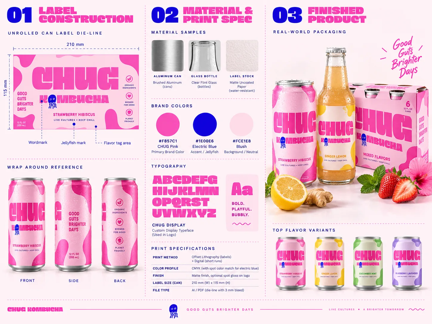 CHUG Kombucha brand identity mockup