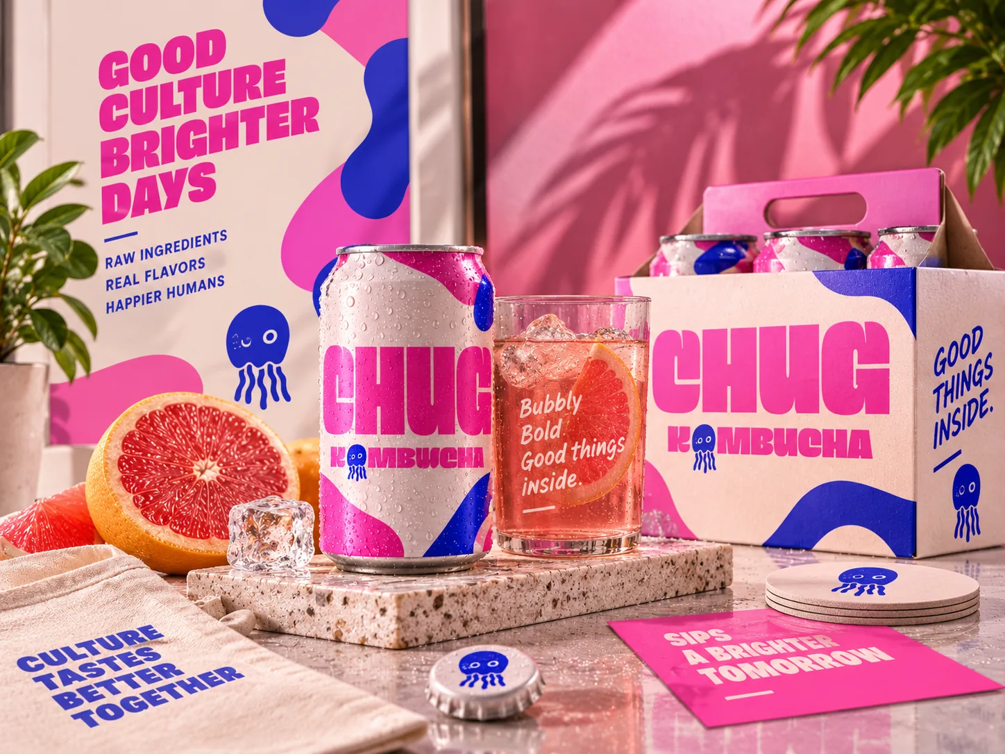 CHUG Kombucha logo mockup