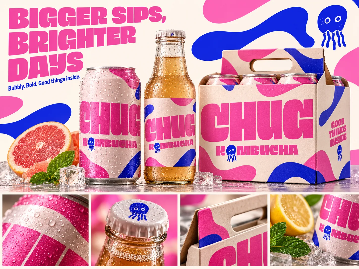 Chug Kombucha packaging mockup
