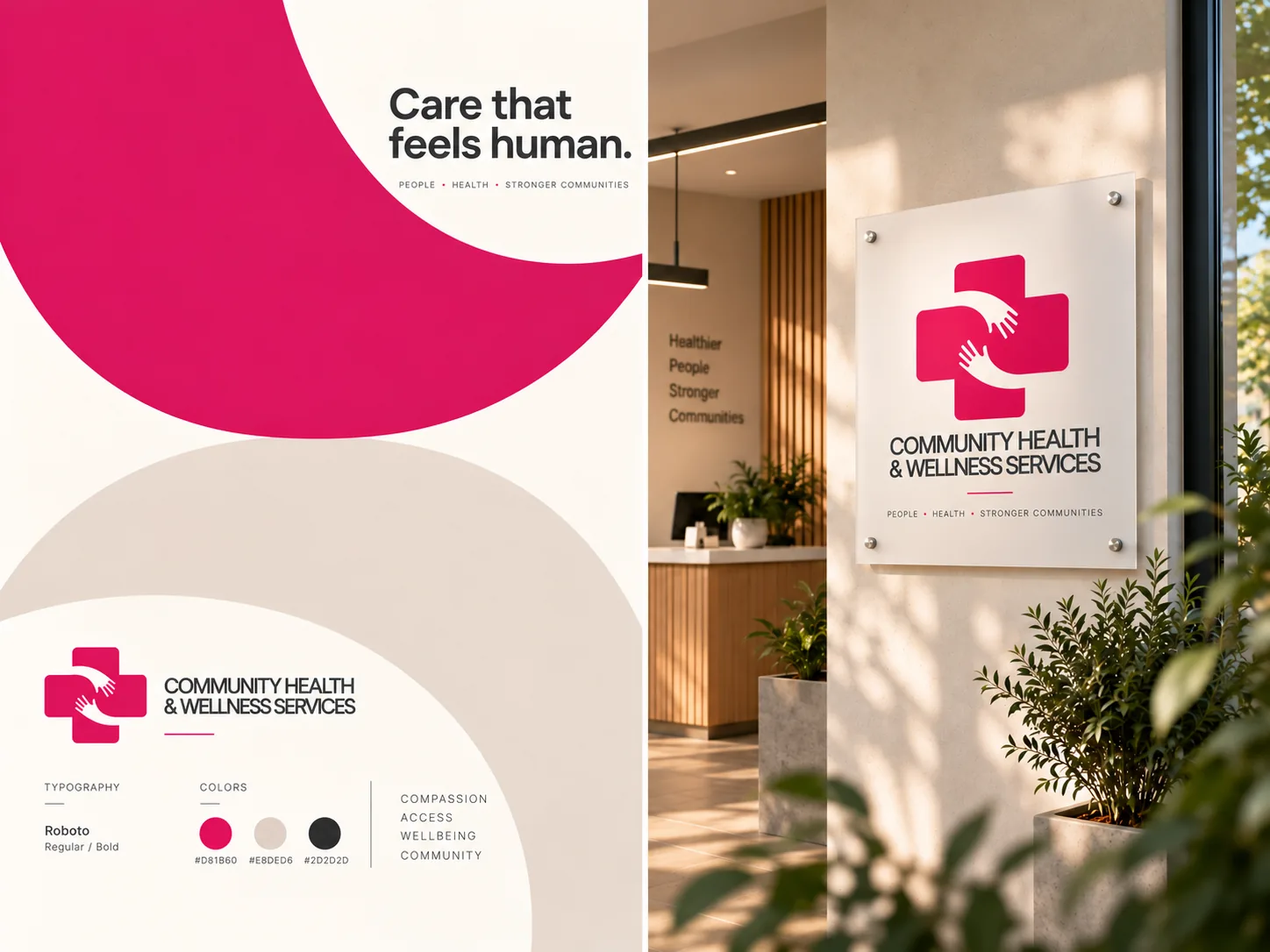 Community Health and Wellness brand identity mockup