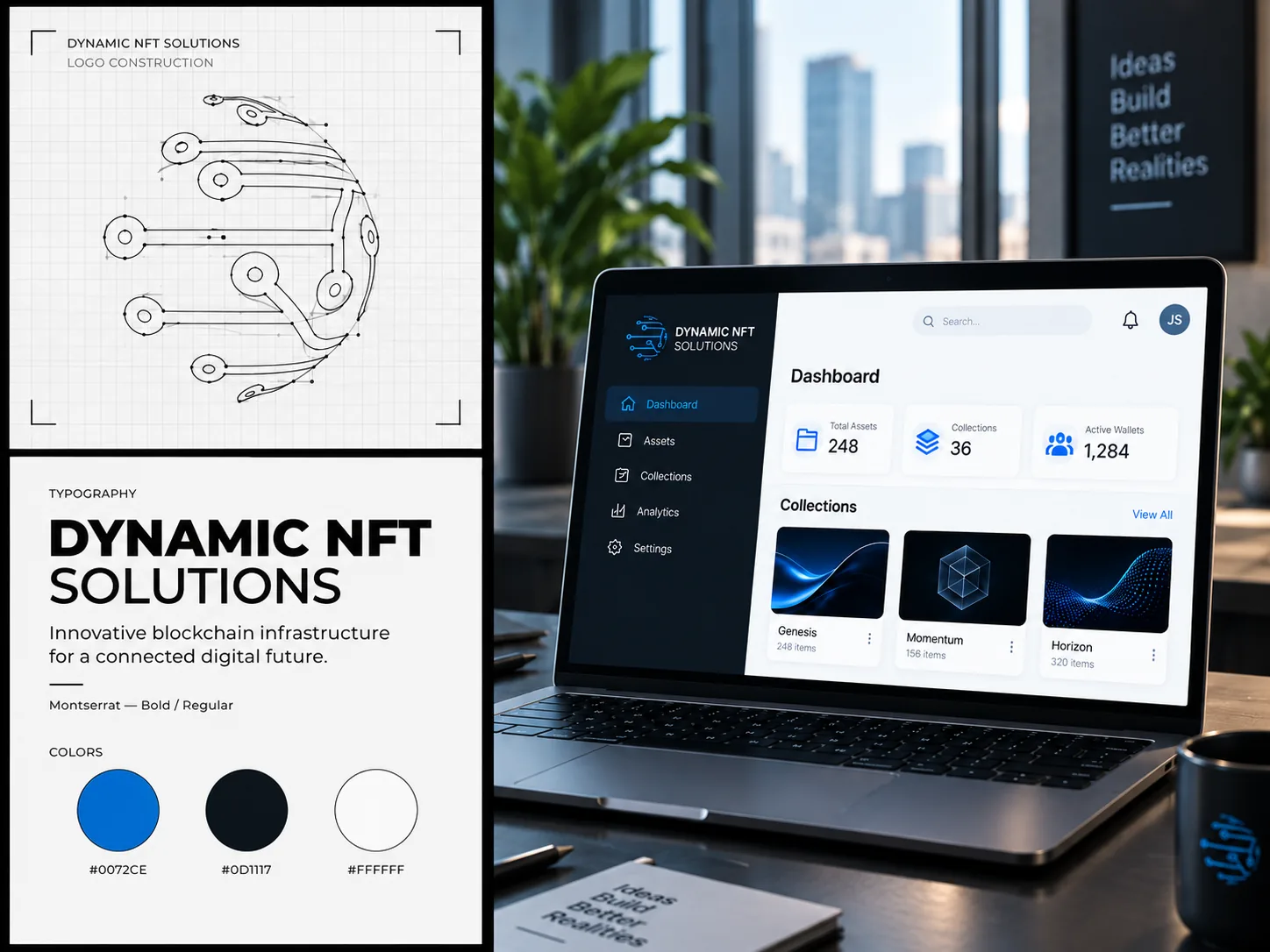 Dynamic NFT Solutions brand identity mockup
