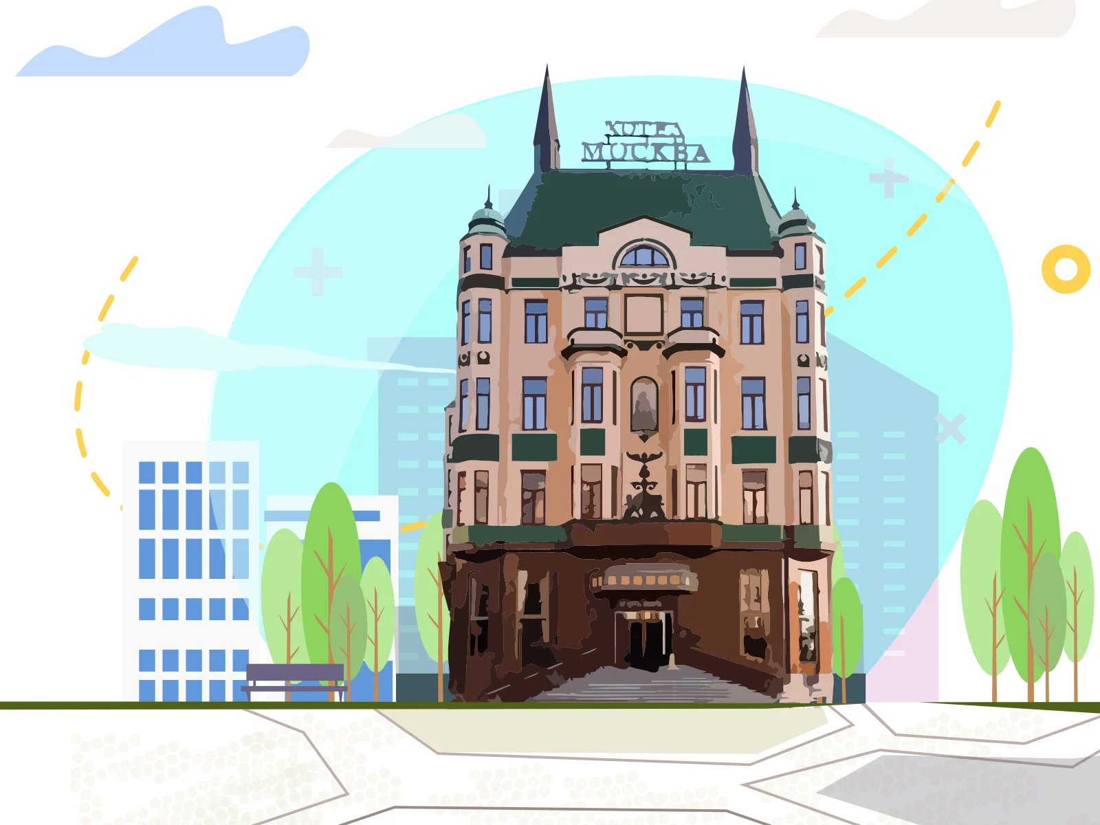 Hotel Moscow Belgrade illustration