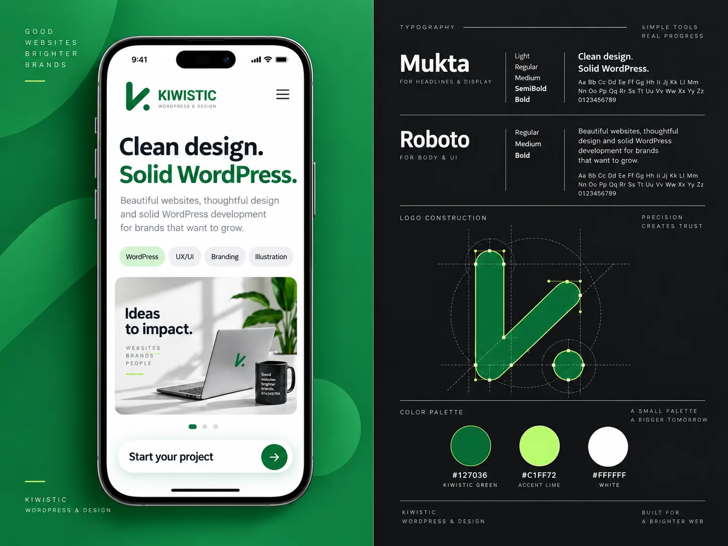 Kiwistic brand identity mockup