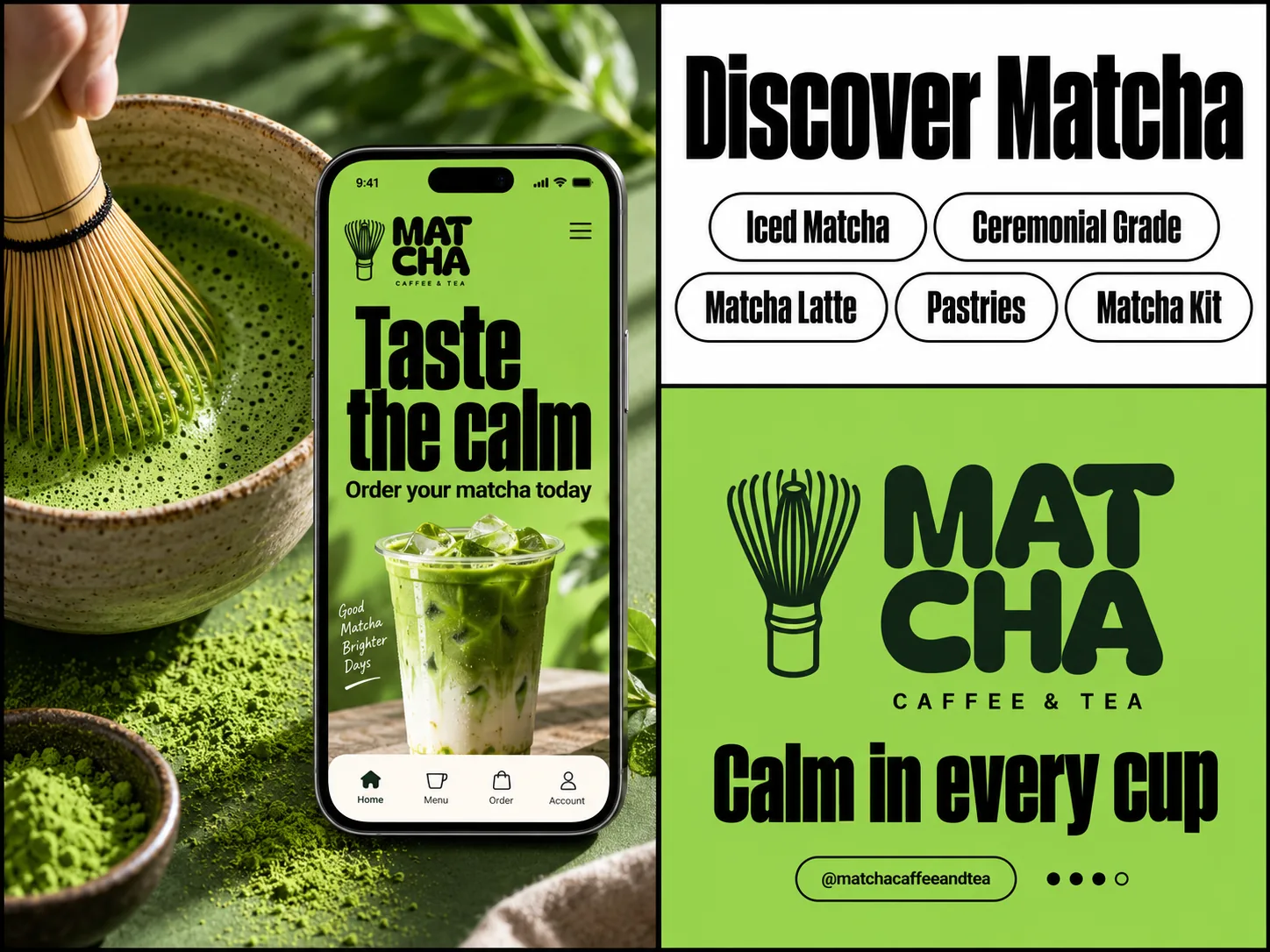 Matcha Cafe and Tea flyer mockup