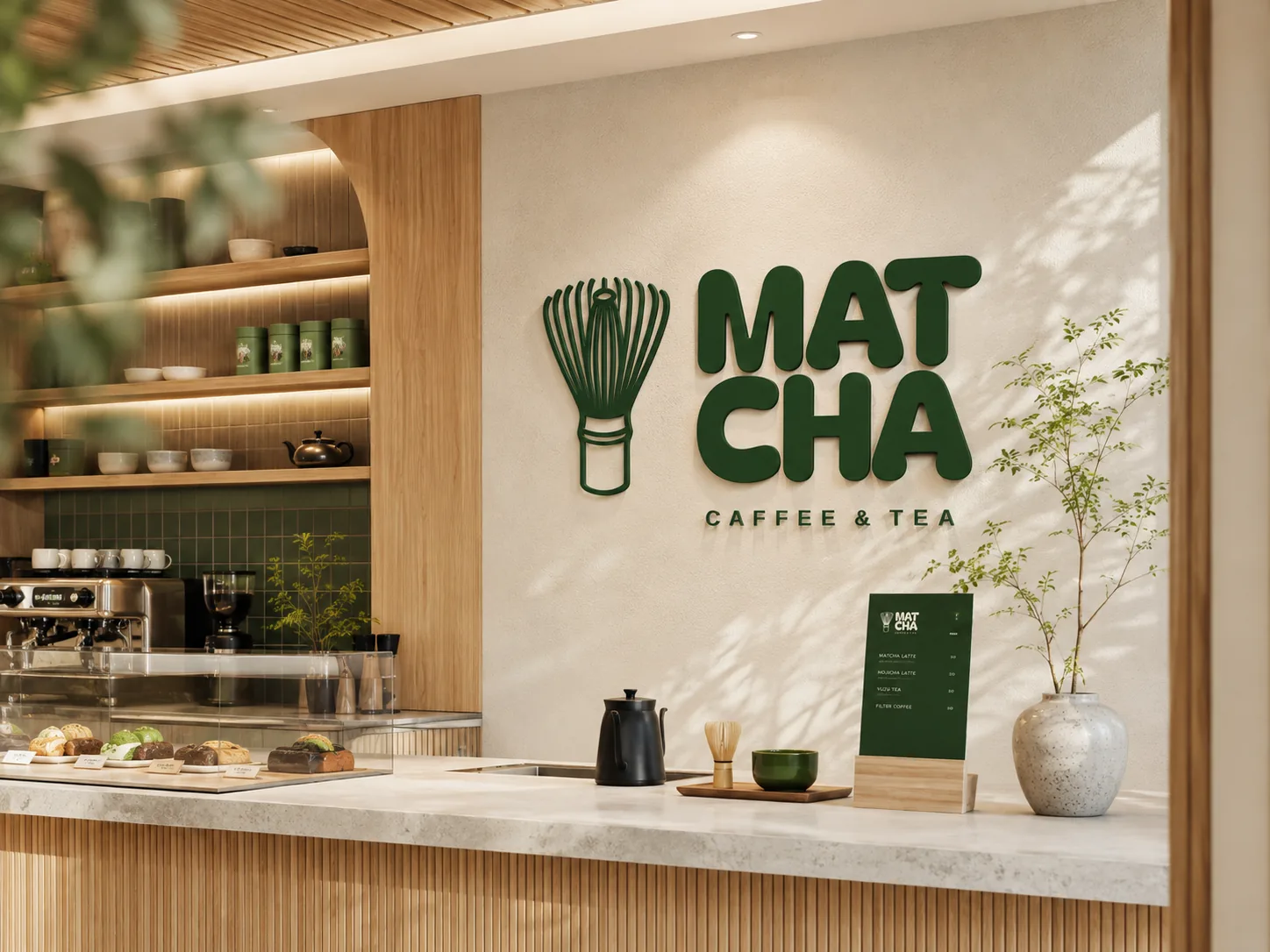 Matcha Cafe and Tea logo mockup
