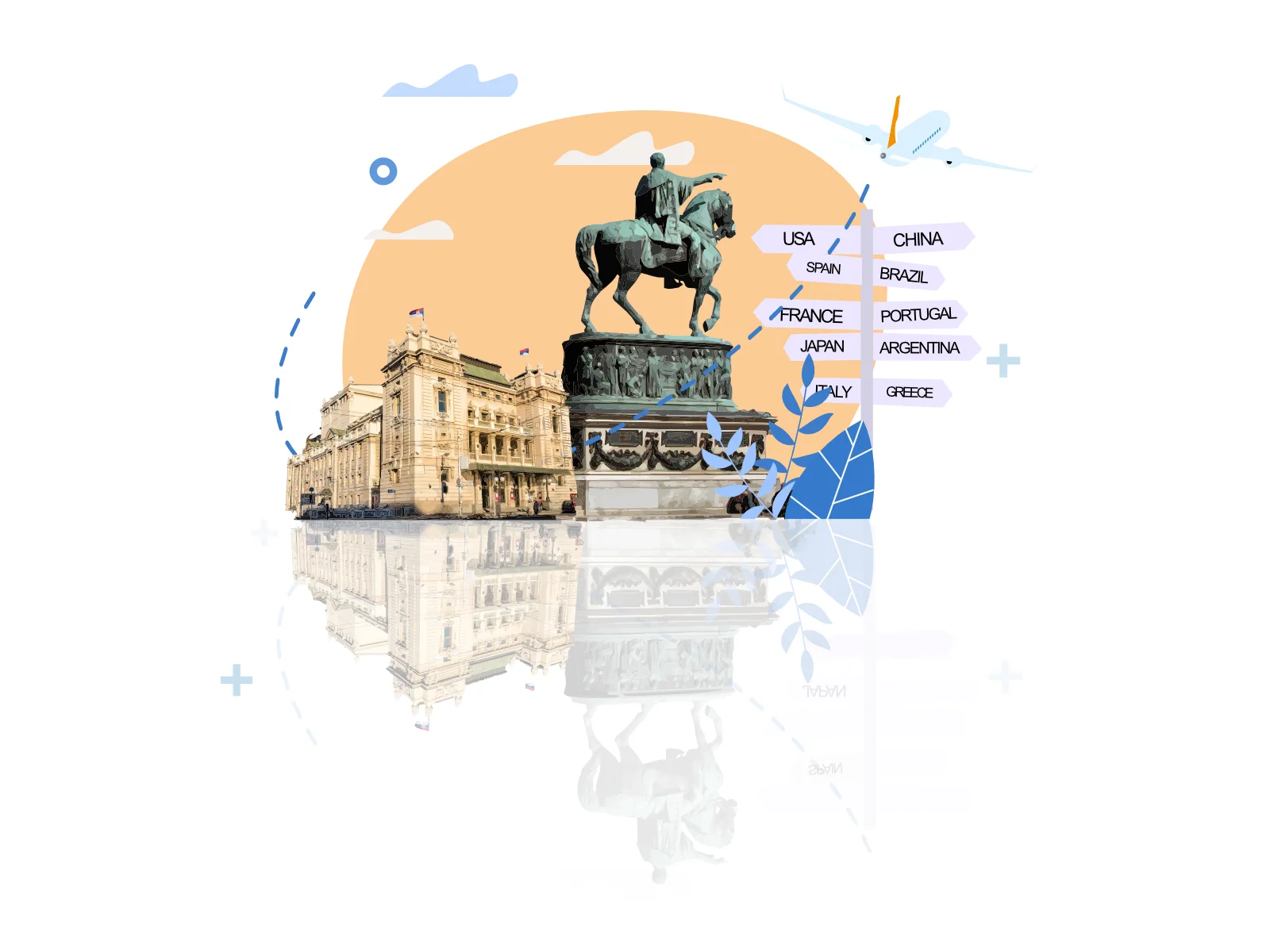 Prince Mihailo Monument Belgrade illustration