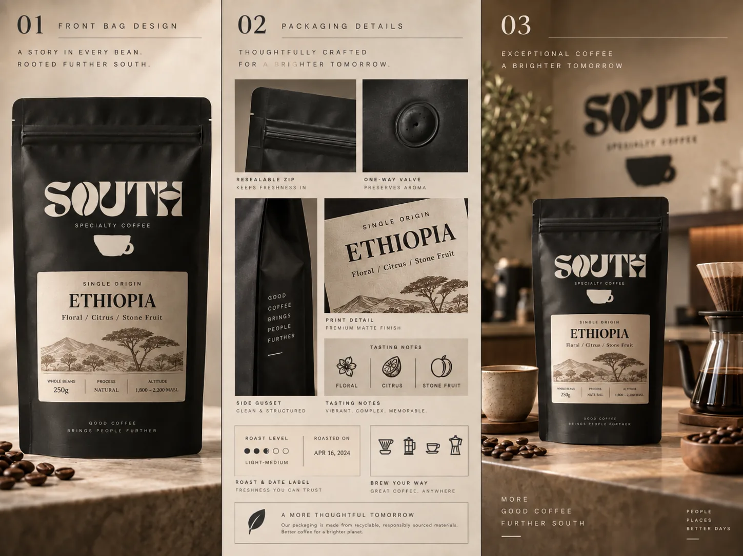 South Specialty Coffee packaging mockup