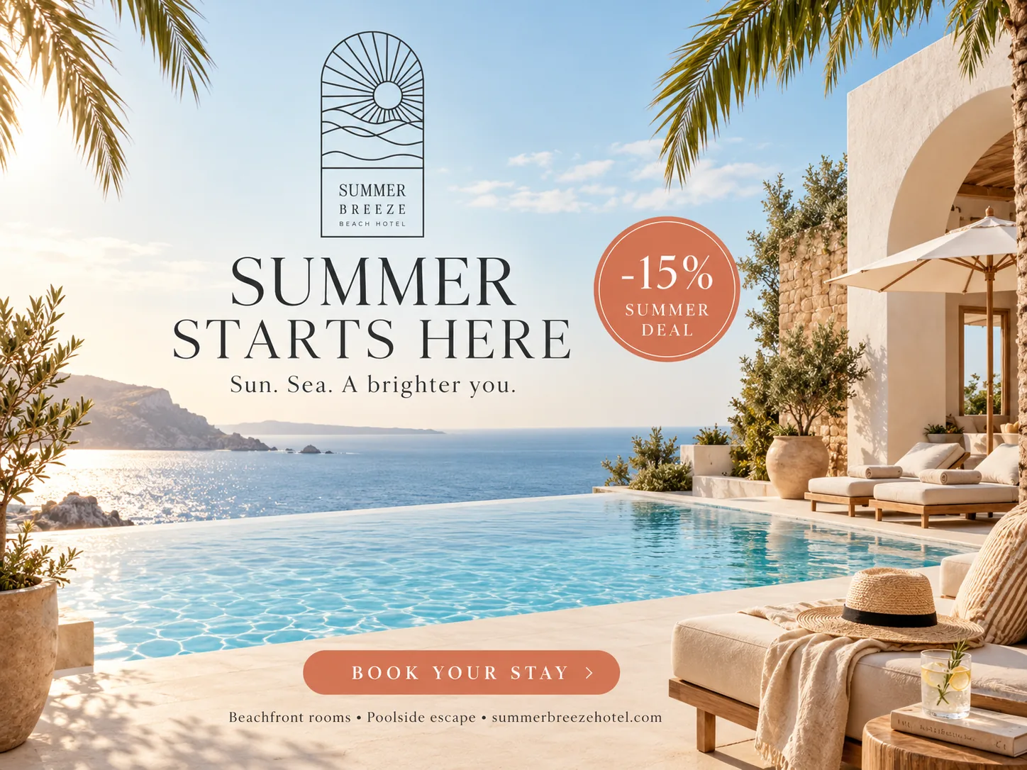 Summer Breeze Beach Hotel flyer mockup